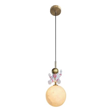 Suspension filaire enfant ASTRONAUT 1xE27/60W/230V d. 15 cm doré/beige