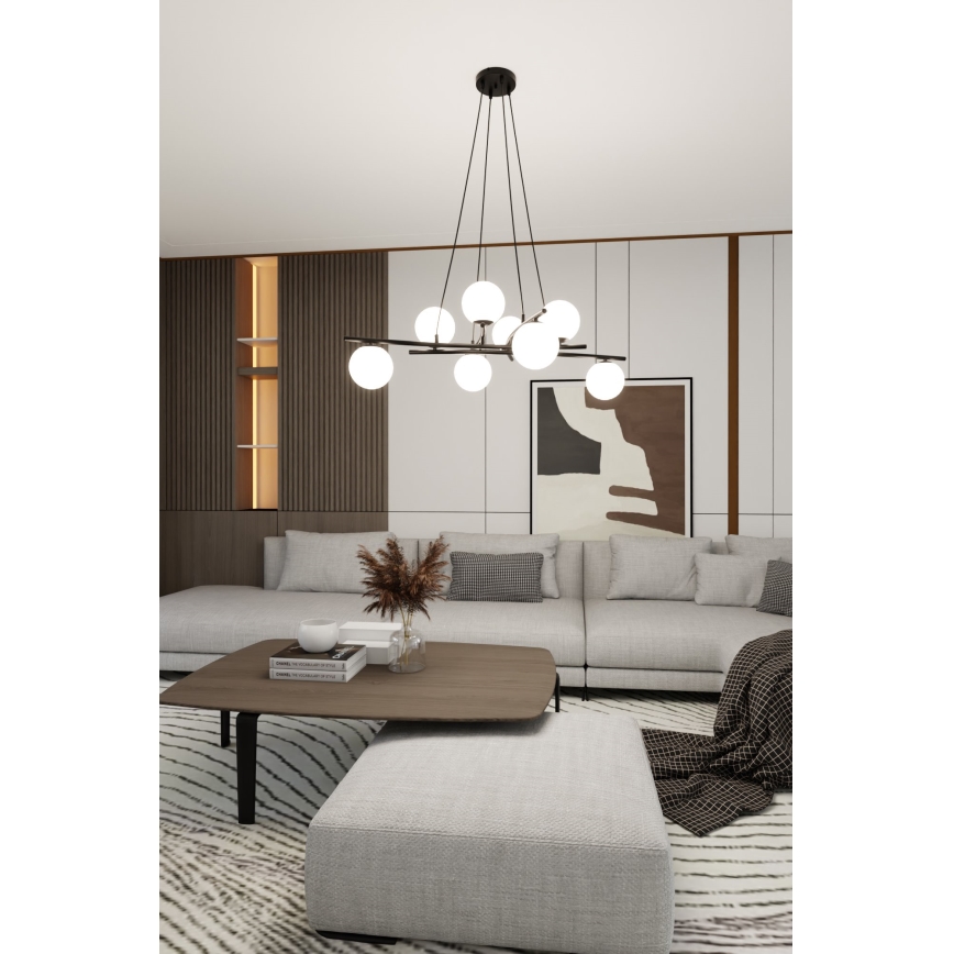 Suspension filaire ESSA 8xE14/10W/230V noir/blanc