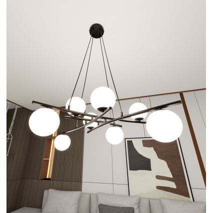 Suspension filaire ESSA 8xE14/10W/230V noir/blanc