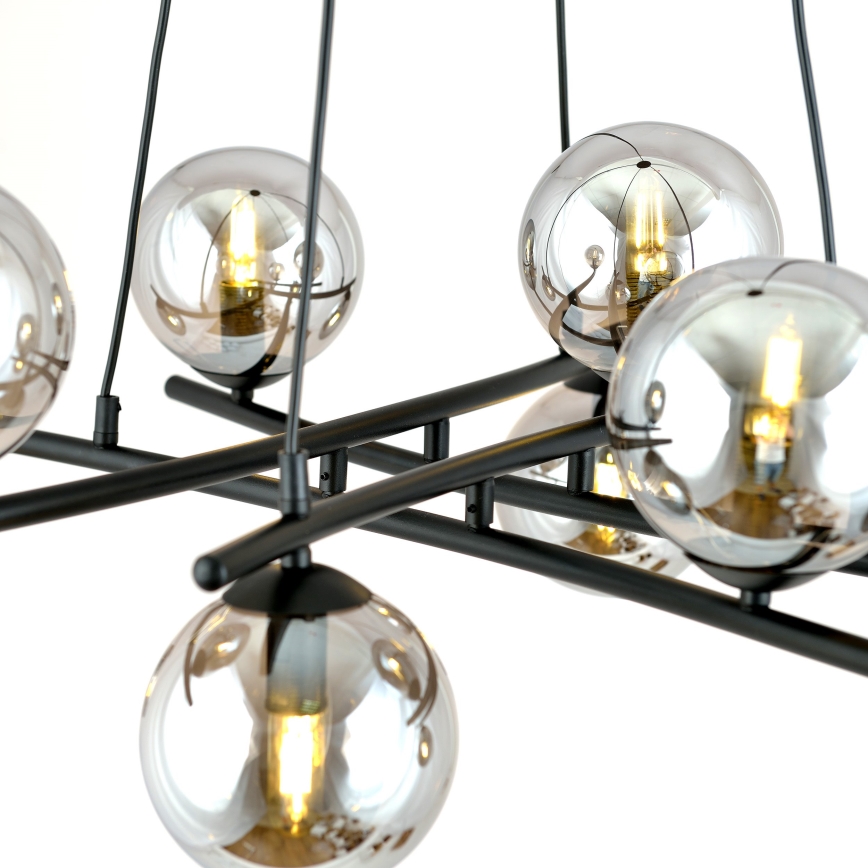 Suspension filaire ESSA 8xE14/10W/230V noir/fumé