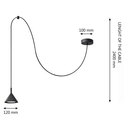 Suspension filaire ETNA LONG 1xGX53/15W/230V noir