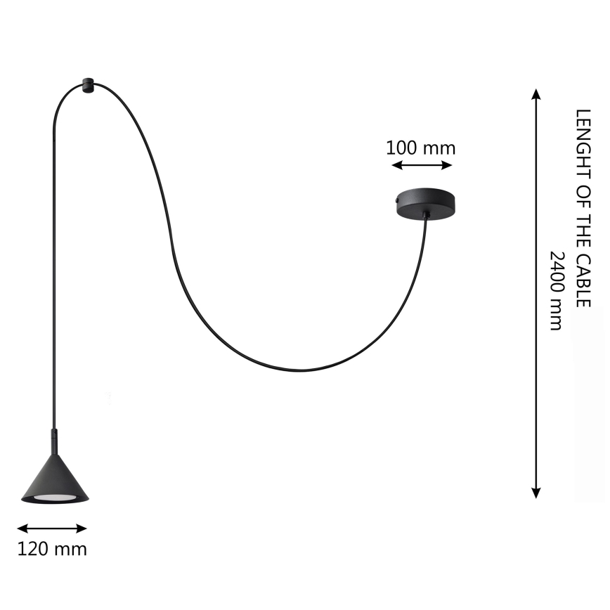 Suspension filaire ETNA LONG 1xGX53/15W/230V noir