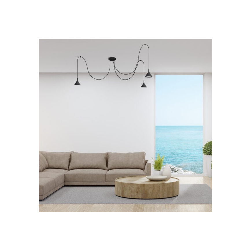 Suspension filaire ETNA LONG 3xGX53/10W/230V araignée noir