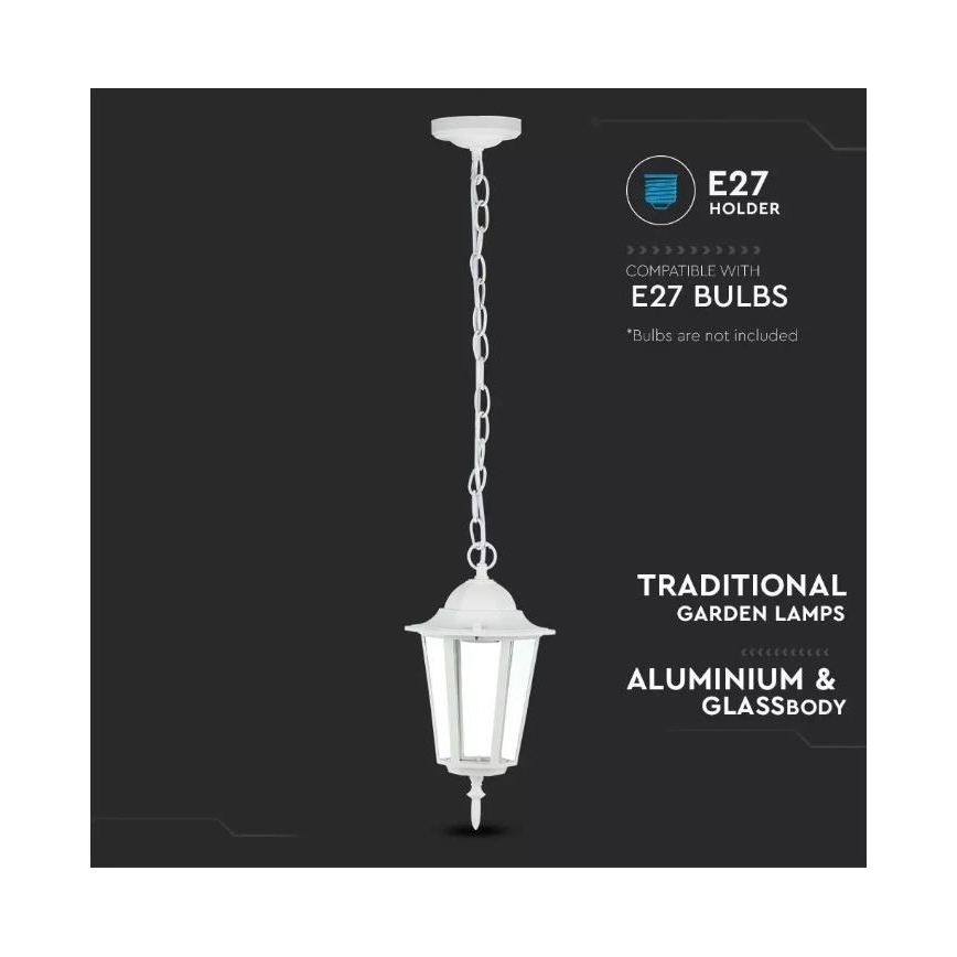 Suspension filaire extérieur 1xE27/60W/230V IP44 blanc
