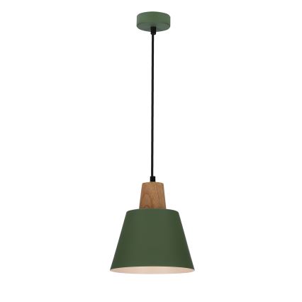 Suspension filaire FARO 1xE27/40W/230V vert/hêtre