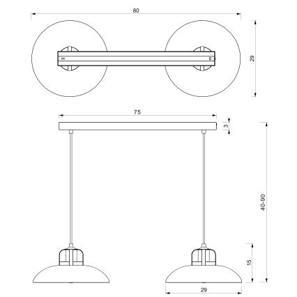 Suspension filaire FELIX 2xE27/60W/230V verte