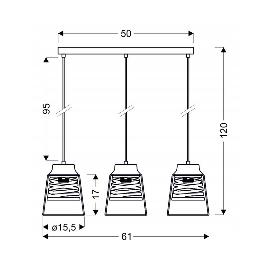 Suspension filaire FRESNO 3xE27/60W/230V