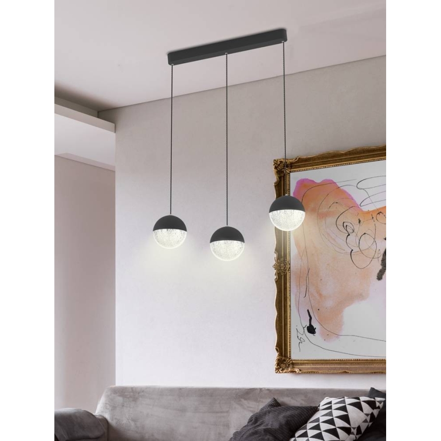 Suspension filaire FURNI 3xLED/5W/230V noire