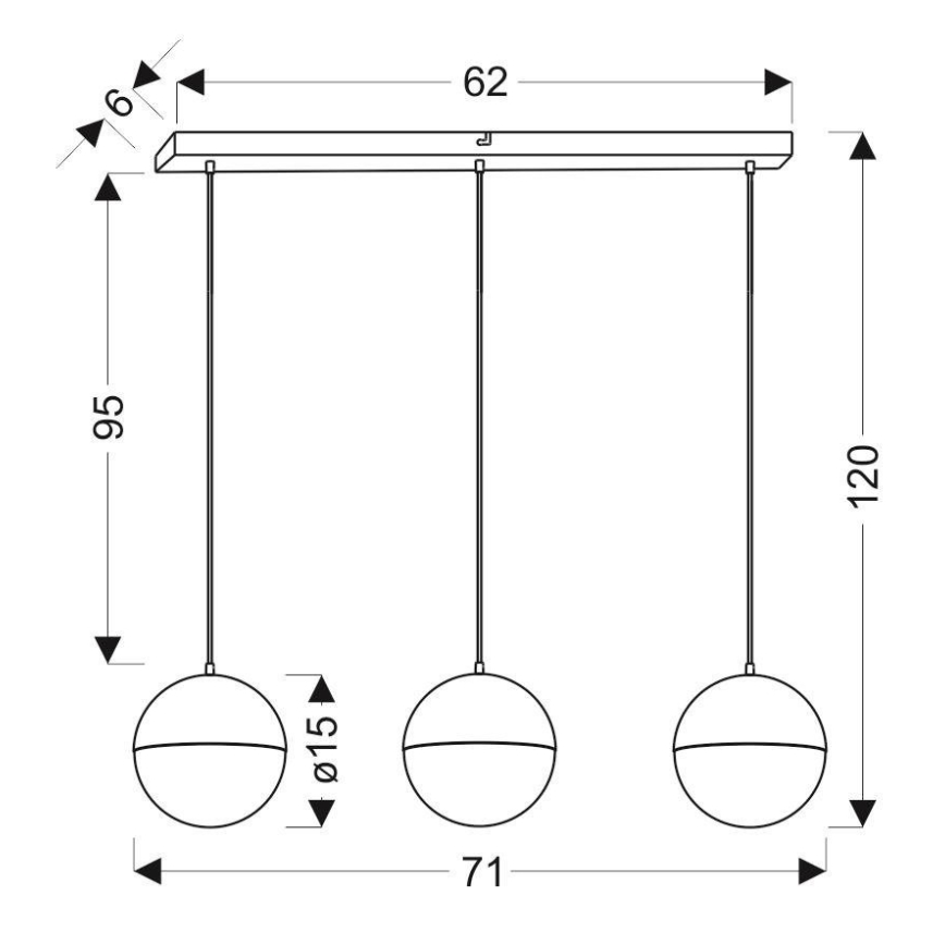 Suspension filaire FURNI 3xLED/5W/230V noire
