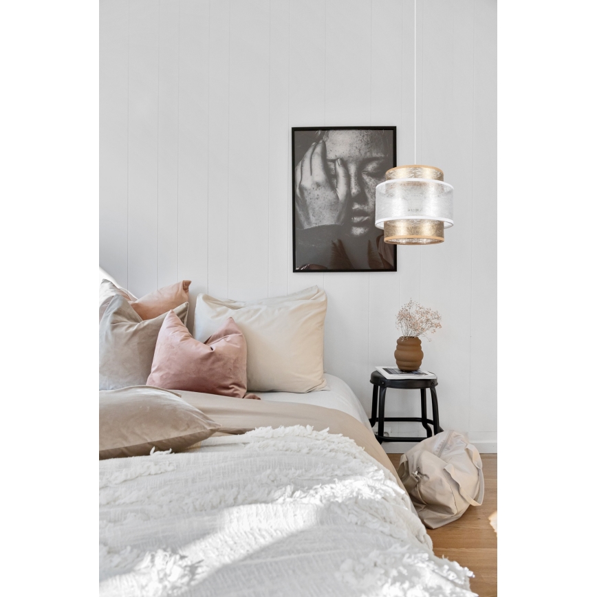 Suspension filaire GABI 1xE27/60W/230V doré/blanc diam. 20 cm