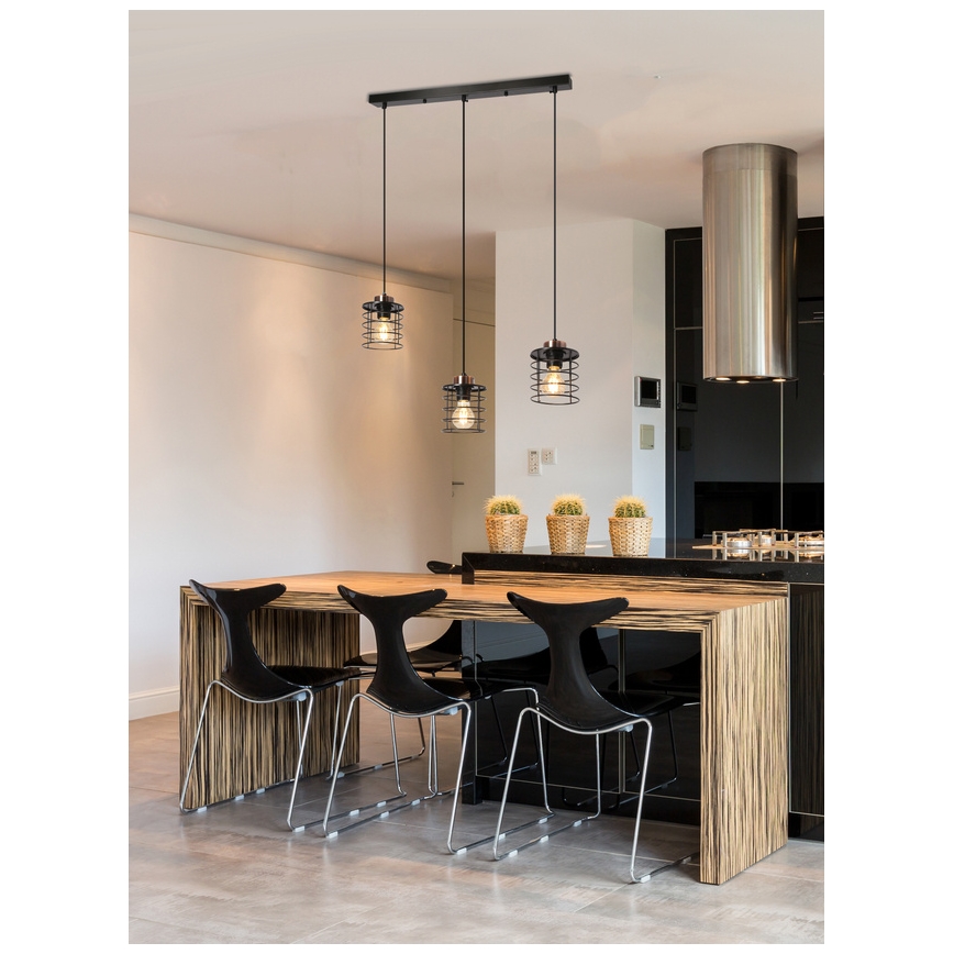 Suspension filaire GLOB 3xE27/40W/230V noir