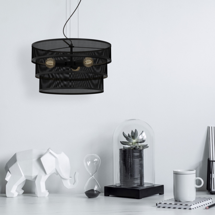 Suspension filaire GLUM 3xE27/60W/230V noir