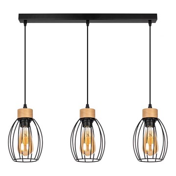 Suspension filaire GUNNAR 3xE27/60W/230V chêne
