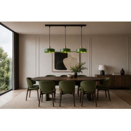 Suspension filaire HAKI 3xE27/60W/230V vert/noir/chrome brillant