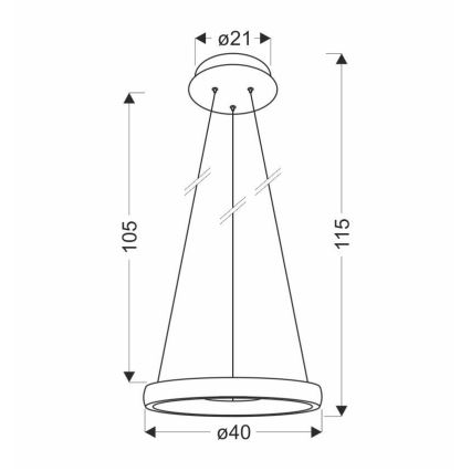 Suspension filaire HASHIM LED/22W/230V d. 40 cm cuivre