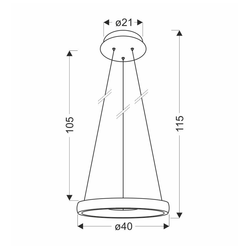 Suspension filaire HASHIM LED/22W/230V d. 40 cm cuivre