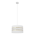 Suspension filaire HELEN 1xE27/15W/230V diam. 35 cm blanc/doré