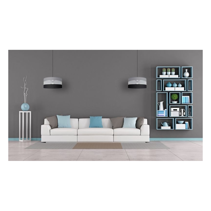 Suspension filaire HELEN 1xE27/15W/230V diam. 40 cm noir/gris/argent