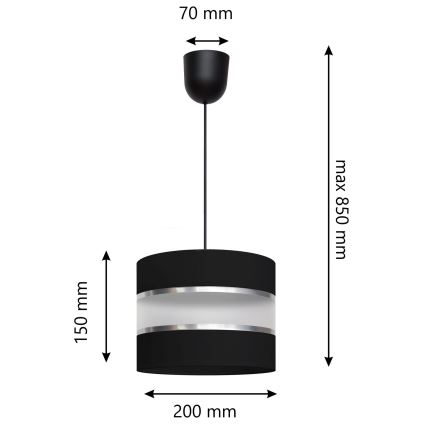 Suspension filaire HELEN 1xE27/15W/230V noire