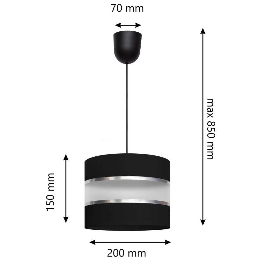 Suspension filaire HELEN 1xE27/15W/230V noire