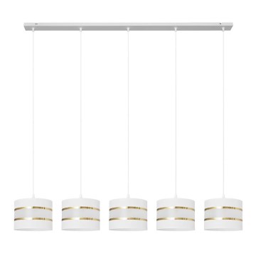 Suspension filaire HELEN 5xE27/15W/230V blanc/doré
