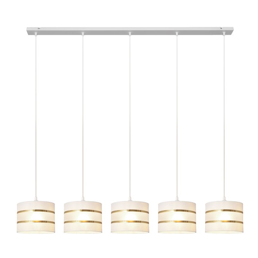 Suspension filaire HELEN 5xE27/15W/230V blanc/doré