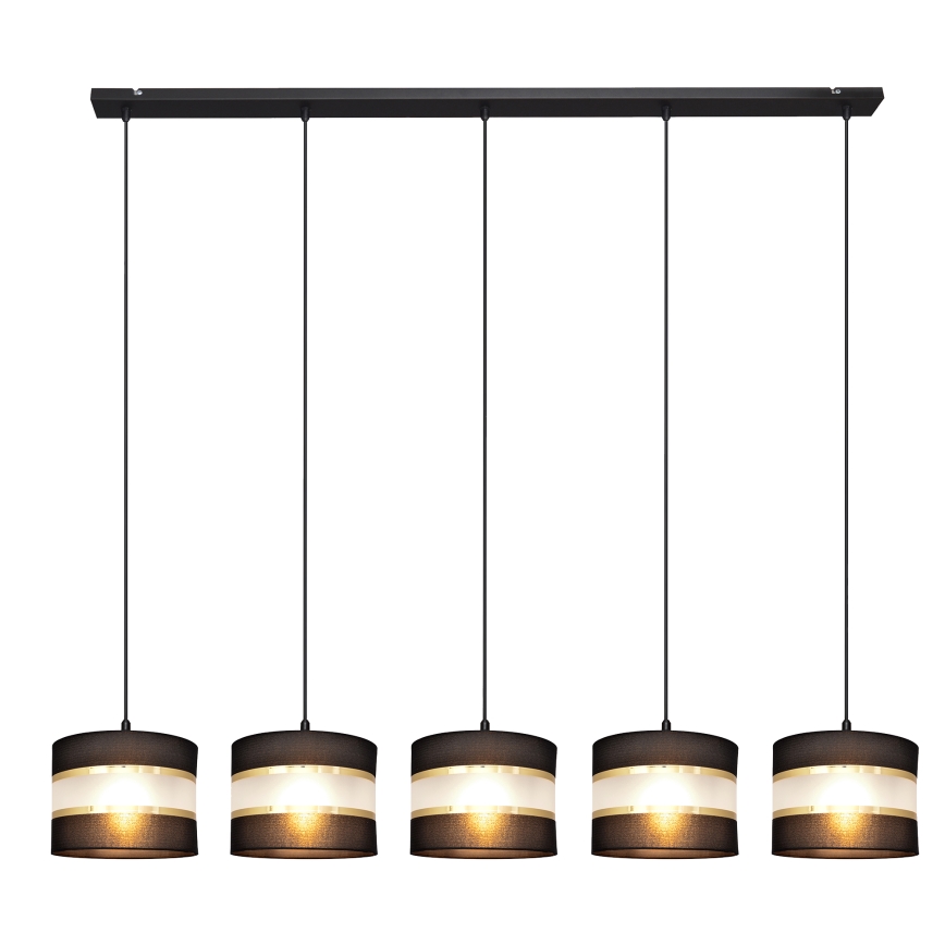 Suspension filaire HELEN 5xE27/15W/230V noir/doré