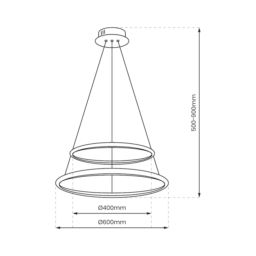 Suspension filaire HOOP LED/51W/230V d. 60 cm 4000K chrome brillant