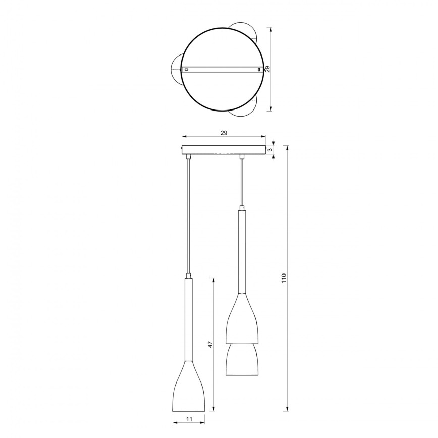 Suspension filaire ISTAPPAR 3xE27/60W/230V noir