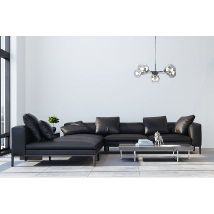 Suspension filaire KALIOPE 6xE27/60W/230V noir/transparent