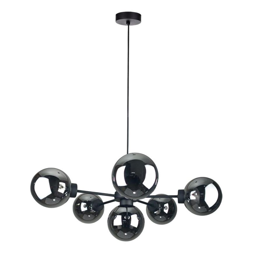 Suspension filaire KALIOPE II 6xE14/50W/230V noir/fumé noir