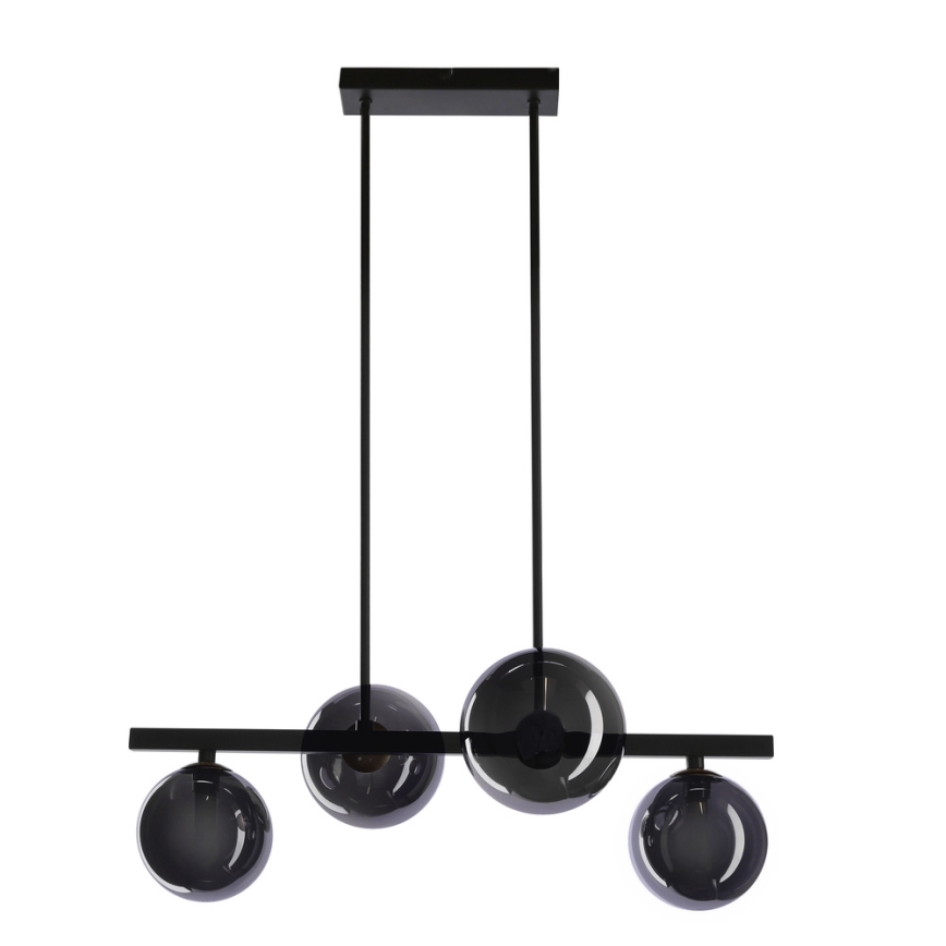 Suspension filaire KAMA 4xG9/28W/230V noir/fumé noir