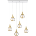 Suspension filaire LACRIMA HONEY 6xE27/60W/230V blanc/doré/fumé beige