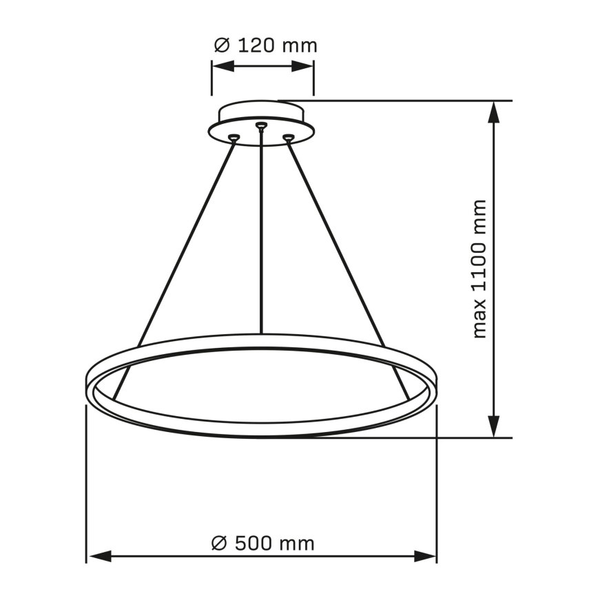 Suspension filaire LEA LED/20W/230V 4000K d. 50 cm noir