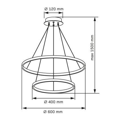 Suspension filaire LEA LED/35W/230V 4000K d. 60 cm noir