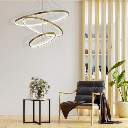 Suspension filaire LEA LED/60W/230V 4000K d. 80 cm doré