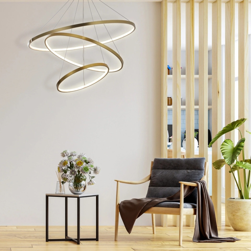 Suspension filaire LEA LED/60W/230V 4000K d. 80 cm doré