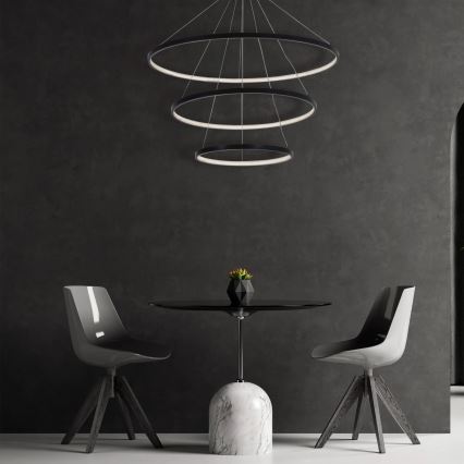 Suspension filaire LEA LED/60W/230V 4000K d. 80 cm noir