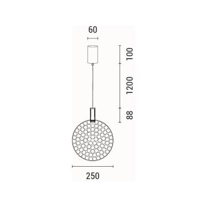 Suspension filaire LED/10W/230V 3000K chrome brillant d. 35 cm