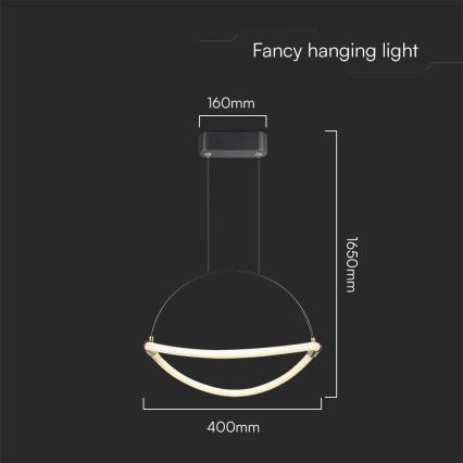 Suspension filaire LED/12W/230V 3000K d. 40 cm
