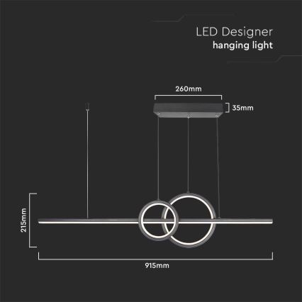 Suspension filaire LED/15W/230V 4000K 80 cm noir