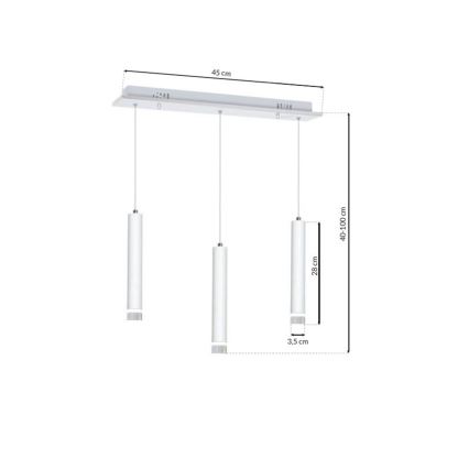 Suspension filaire LED ALBA 3xLED/15W/230V blanche