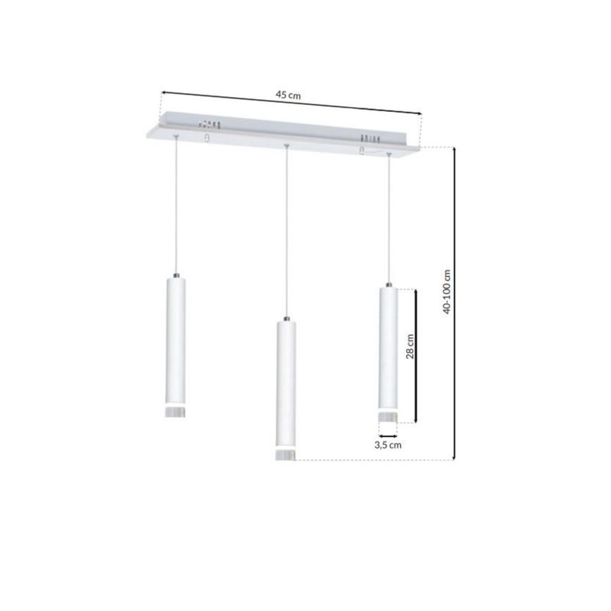 Suspension filaire LED ALBA 3xLED/15W/230V blanche