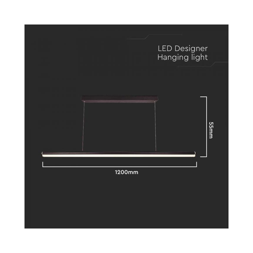 Suspension filaire LED LED/23W/230V 4000K 120 cm noir