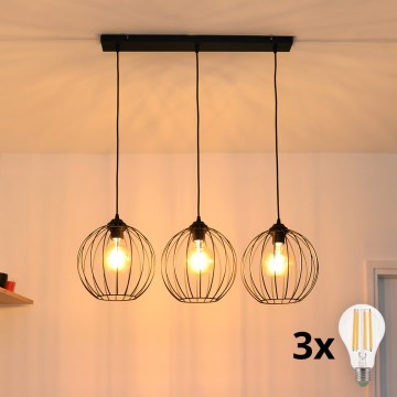 Suspension filaire LED MERCURE 3xE27/15W/230V