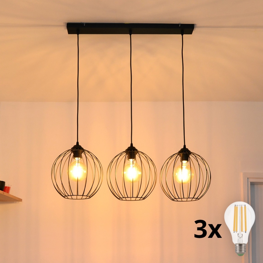 Suspension filaire LED MERCURE 3xE27/15W/230V