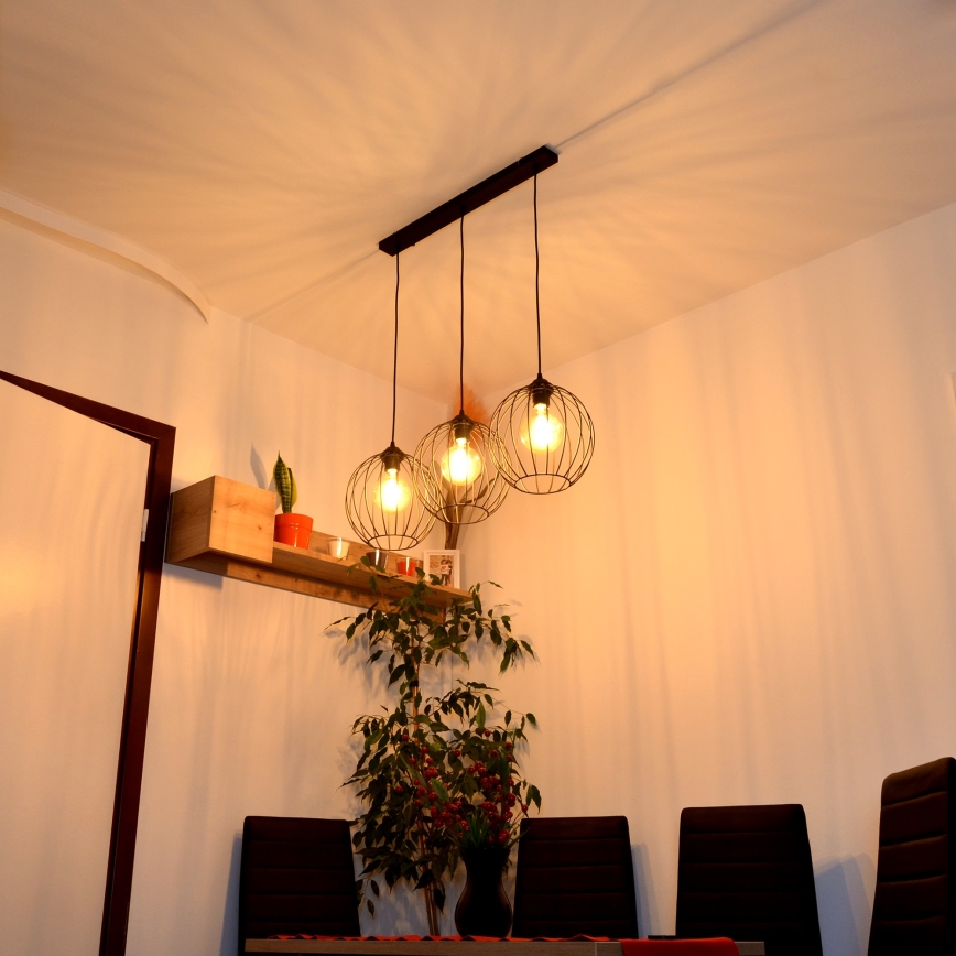 Suspension filaire LED MERCURE 3xE27/15W/230V