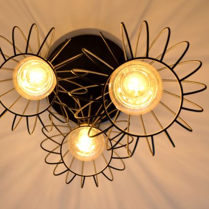 Suspension filaire LED MERCURE 3xE27/15W/230V ø 50 cm noir