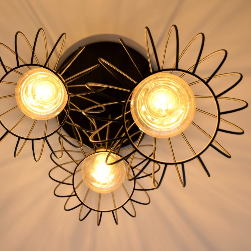 Suspension filaire LED MERCURE 3xE27/15W/230V ø 50 cm noir