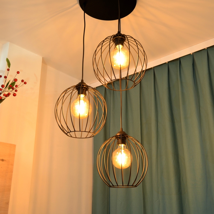 Suspension filaire LED MERCURE 3xE27/15W/230V ø 50 cm noir